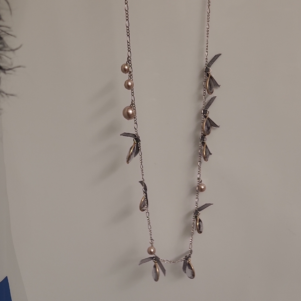 LOFT Silver and Cream Necklace with Organic Charms
